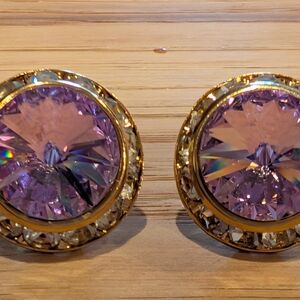 Elegant Gold and Purple Stud Earrings